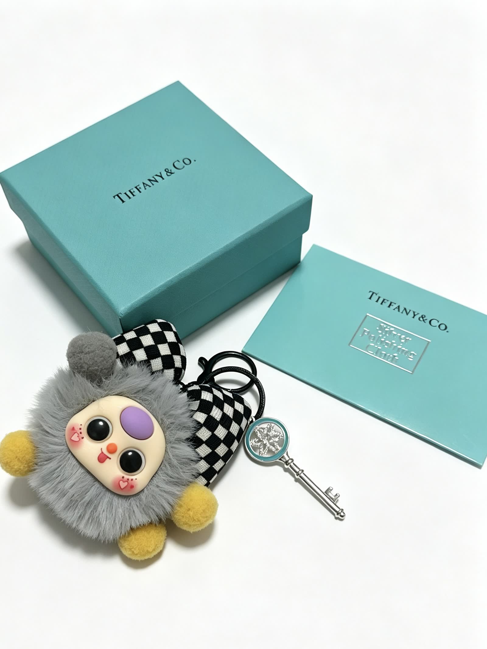 Tiffany & Co. Silver Keychain with Enamel Charm